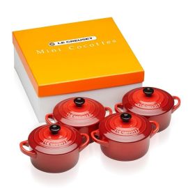 Le Creuset-Cerise Stoneware Set Of 4 Petite Casseroles