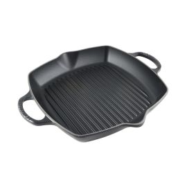 Le Creuset-Satin Black Cast Iron Deep Square Grill 30cm