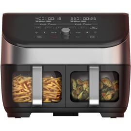 Instant Vortex Plus XL 7.6L, 8-in 1 Dual Basket Double Air Fryer with ClearCook™ Easy View Windows and SyncCook™ Technology, Air Fry, Roast, Broil, Bake, Reheat, Dehydrate, 1700W, Stainless Steel
