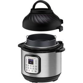 Instant Pot Duo Crisp + Air Fryer 8L Multicooker 11-in-1 Pressure Cooks, sautés, steams, Slow Cooks, Sousvides, Warms, air Fries, roasts, Bakes, Broil and dehydrates.