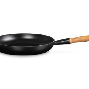 Le Creuset - Satin Black Cast Iron Pan Wooden Handle 28cm