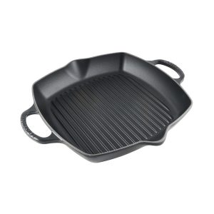 Le Creuset-Satin Black Cast Iron Deep Square Grill 30cm